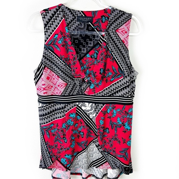Laundry by Shelli Segal Boho sleeveless tie front slinky tank top size: L - Picture 1 of 9